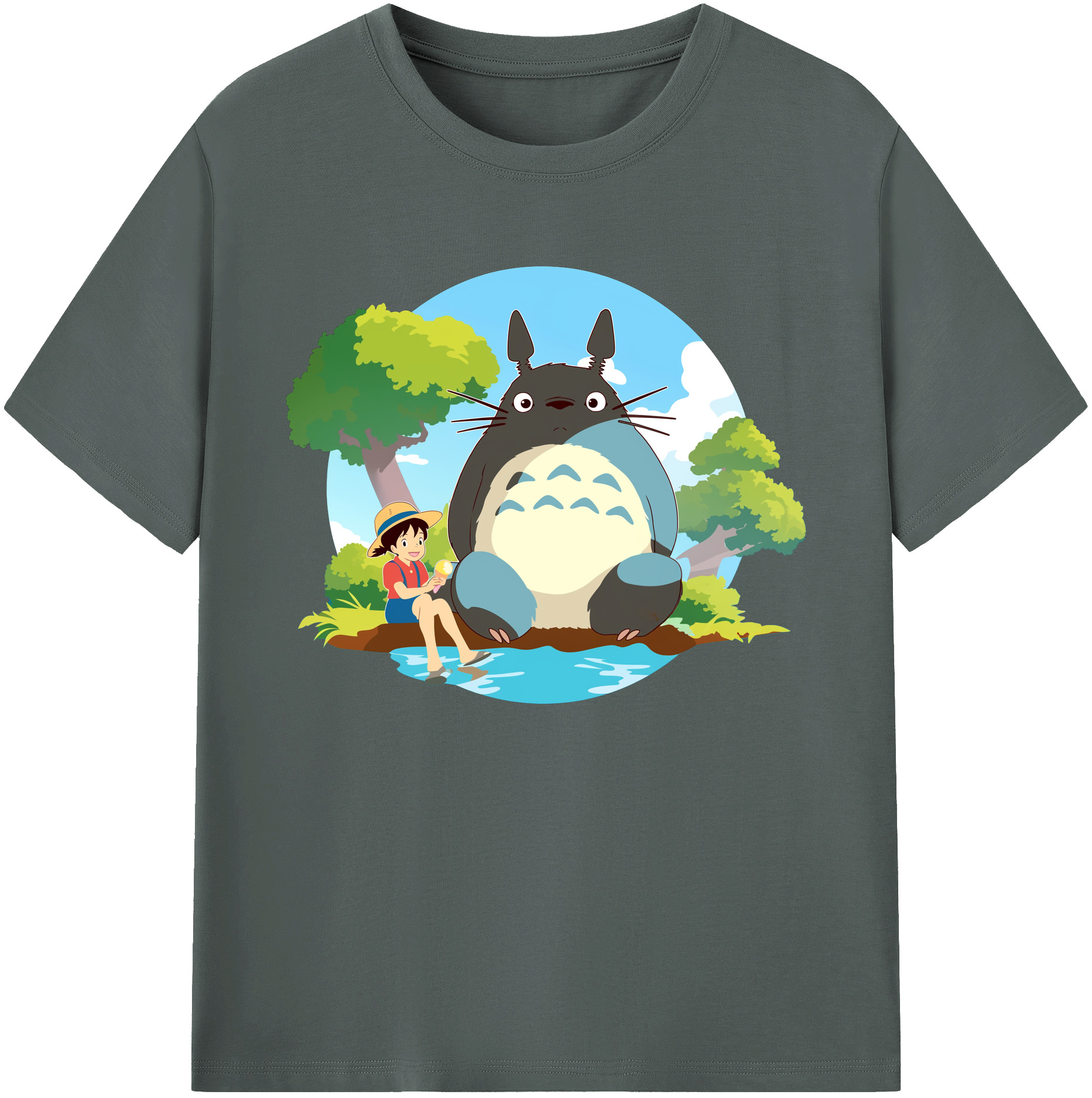 （画像用） となりのトトロ 草壁メイ 草壁サツキ My Neighbor Totoro Satsuki Kusakabe Mei Kusakabe 綿100％ メンズ半袖Tシャツ｜肌触りやわらか＆通気性